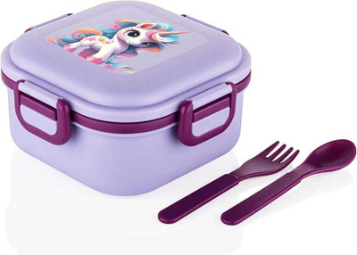 Riseon “Unicorn Print Kids Lunch Box with Spoon & Fork (PURPLE) 1 Containers Lunch Box(800 ml)