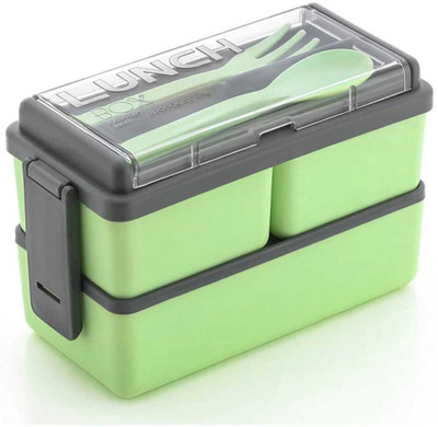 plizzo kitchenware Rectangular Clasy 3 Section Lunch Box With 1 Spoon & 1 Fork 3 Containers Lunch Box(1500 ml)