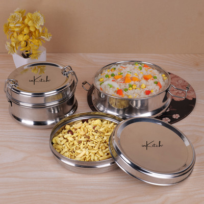 inKitch Stainless Steel Lunch Box Set of 2 2 Containers Lunch Box(800 ml)