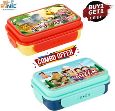 RANIC Kids Lunch Box Plastic, Tiffin Box for Boys, Girls, School & Office (Blue & Red) 4 Containers Lunch Box(600 ml)