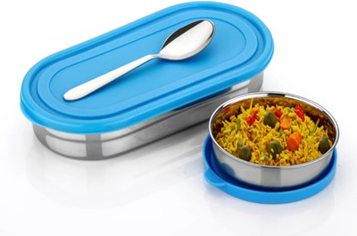 OVAL STAINLESS STEEL LUNCH BOX (SCHOOL,OFFICE) 2 Containers Lunch Box(950 ml)