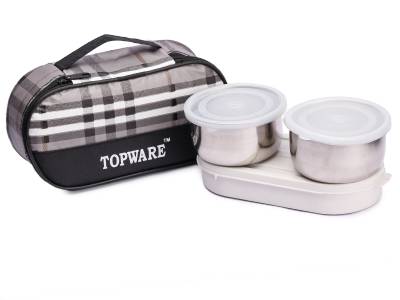 Topware 2 Air Tight stainless steel container 200 ml + Chapati Tray 350 ml  3 Containers Lunch Box - Price History