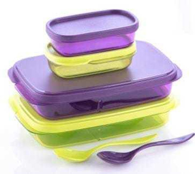 Plastic Leak-Proof 1 Lunch Box with 1 Separate Leak-Proof Container and 1 Spoon| 2 Containers Lunch Box(500 ml)