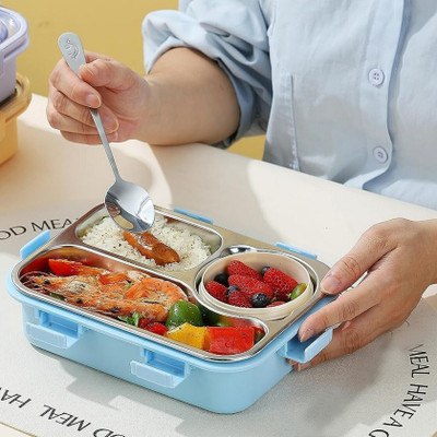 RBGIIT Stainless Steel Lunch Box with Soup Bowl Utensils Ideal for Kids Eco-Friendly K2 3 Containers Lunch Box(750 ml, Thermoware)