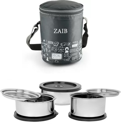 Zillara Lunch bag with tiffin classic lid container airtight box spill proof tiffin 3 Containers Lunch Box(1000 ml, Thermoware)