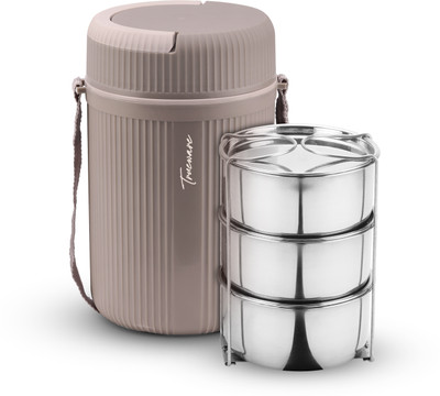 Trueware Quick Meal 3 Insulated Hot Lunch Box With 3 SS Container 300 ML Each 3 Containers Lunch Box(900 ml, Thermoware)