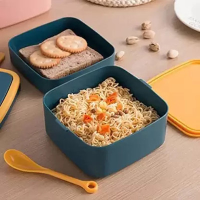 Double-Layer Airtight Square Lunch Box with Handle for Kids and Adults 2 Containers Lunch Box(1000 ml)