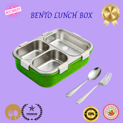 EVARA INTERNATIONAL Lunch Box 3 Compartment Leakproof Stainless Steel With SPOON & FORK_LG4 3 Containers Lunch Box(1010 ml, Thermoware)