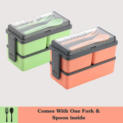 plizzo kitchenware Reusable Microwavable 3 Compartment Lunchbox for School,Collage And Office 6 Containers Lunch Box(1500 ml)