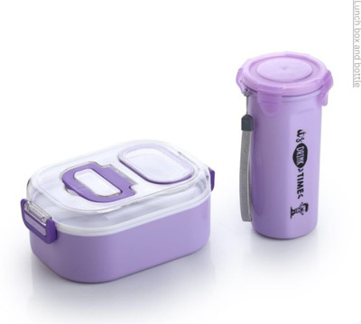 KWINTAS Tiffin Box with Water Bottle | Lunch Box Combo with Bottle and Spoon GG69 2 Containers Lunch Box(360 ml)