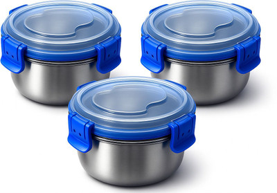 HAHM Stainless Steel Utility Container  - 300 ml(Pack of 3, Blue)