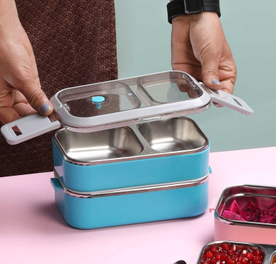 Asbox Double Layer Stainless Steel Lunch Box 1100 ML 2 Containers Lunch Box(1100 ml, Thermoware)
