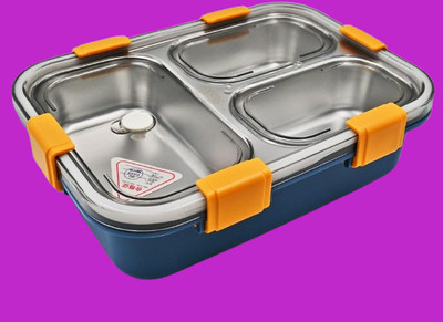 VRJK Compartment -3 Sealed Leak Proof Stainless Steel For Kid's & Adult_K1161 3 Containers Lunch Box(750 ml, Thermoware)