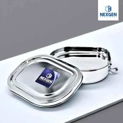 NEXGEN HOUSEWARE Nexa Steel Lunchbox with Separator Plate & Locking Clip for school/kids 2 Containers Lunch Box(650 ml)