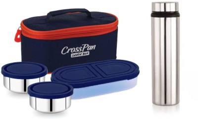 CrossPan Stainless Steel Double decker Lunch box/ tiffin box with SS Water Bottle 750ml 3 Containers Lunch Box(1060 ml, Thermoware)