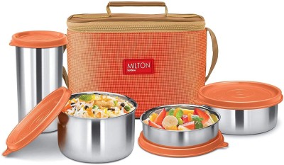 MILTON DELICIOUS COMBO Steel tiffin, Orange 3 Containers Lunch Box(1400 ml)