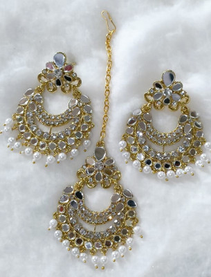 Divisha Alloy Gold-plated White Jewellery Set(Pack of 3)