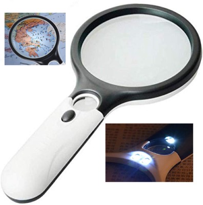 TNEMEC 3 LED Lights, 2 Lenses 45 * 22mm and 3 * 75mm, Reading, Jewellery Magnifying 45 x 3X Magnifier Glass(Multicolor)