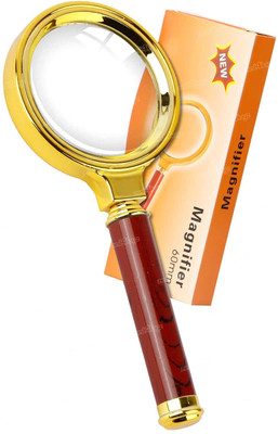 NKTRADERS Magnifying Glass for Reading/ Double Glass 70mm High Power Antique Handheld High Power Magnifying Glass(Golden)
