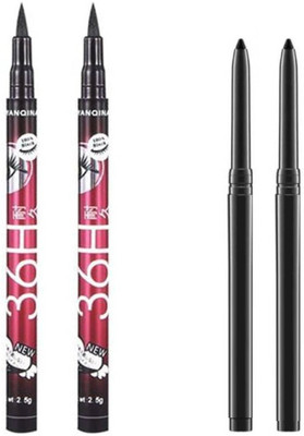 FRIPPE Waterproof BLACK Auto Revolving Kajal stay up to 16 hours & Yankina 36h(4 Items in the set)