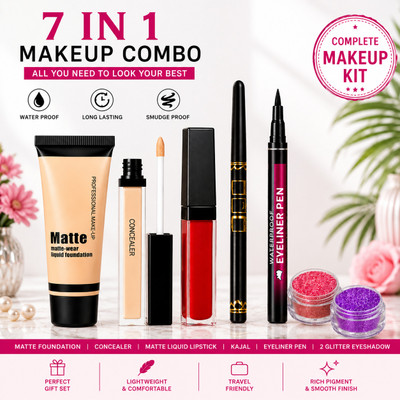YELGO Foundation,Concealer,Eyeliner,kajal,Lipstick and 2 Any Color Eyeshadow