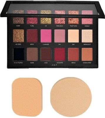 Alkaf Hinshitshu Perfect Rose Gold Eyeshadow Palette With 2 in 1 Blender Puff