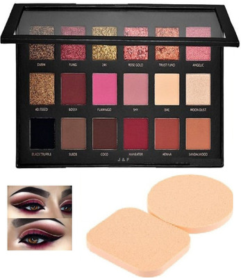 Alkaf Hinshitshu Rose Gold Eyeshadow Palette with 2 in 1 Blender Puff