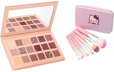FRIPPE Eyeshadow Makeup Kit + Hello Kitty Makeup Brush 7 pc(8 Items in the set)