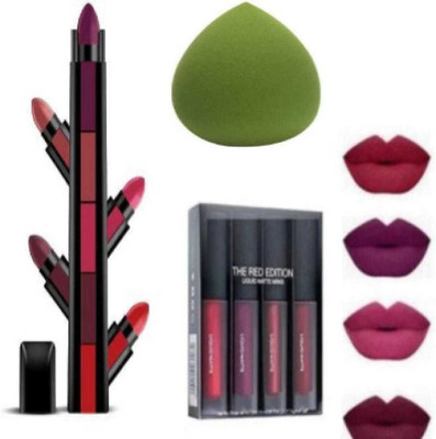 swenky Best face makeup combo of 5 in one lipstic , pufflipstic 4