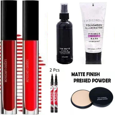 swenky Best 2 pcs lipstick primer fixer 2 eyeliner compact 7 pcs