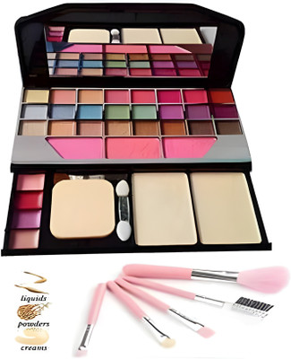 kirdeep TYA 6155 Multicolour Makeup Kit with 5 Pink Makeup Brushes Set - (Pack of 6)