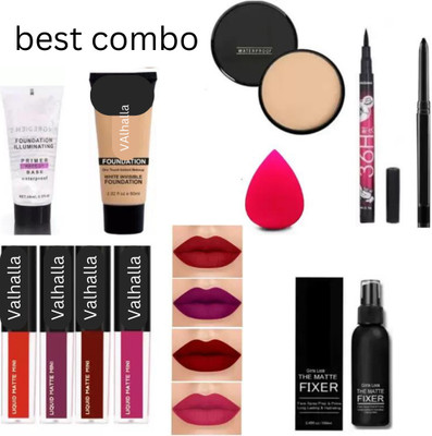 Valhalla makeup kit combo lipstick primer foundation compact eyeliner kajal