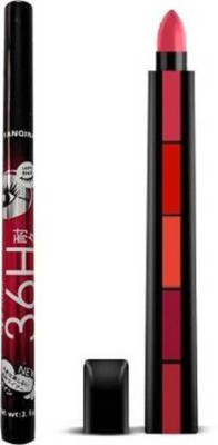 FRIPPE 5 Steps Matte Lipsticks- Multicolour And 36H Eye Liner Pencil(2 Items in the set)