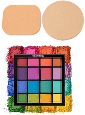 Zailie Bright Edition Eyeshadow Palette ( 16 Colors ) & 2 in 1 Blender Puff