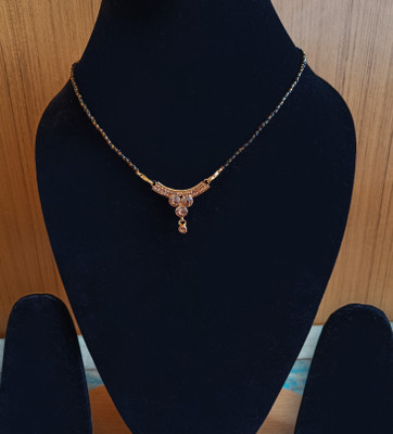 RosaStella Gold Plated Black Beaded Chain Pendant Traditional Mangalsutra for Women Alloy Mangalsutra