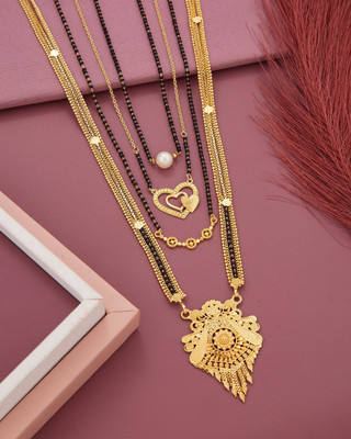 LaChoiceIt Combo of 4 Traditional Daily Wear Mangalsutra for Women and Girls Brass, Alloy Mangalsutra