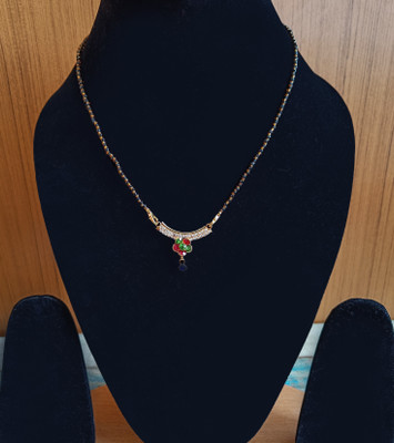 RosaStella Gold Plated Black Beaded Chain Pendant Traditional Mangalsutra for Women Alloy Mangalsutra