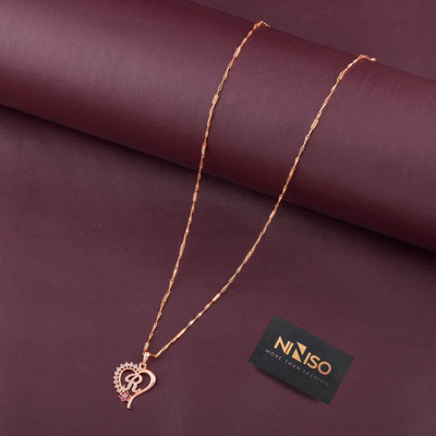 NINISO Heart Shape Alphabet Letter R Rhodium Cubic Zirconia Alloy Pendant Set