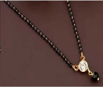 Qyuri Tradtional Single Diamond with Black Diamond Design Brass Mangalsutra