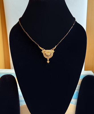 RosaStella Gold Plated Black Beaded Chain Pendant Traditional Mangalsutra for Women Alloy Mangalsutra