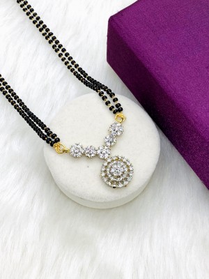 Hitarth Fashion Jewellery American Diamond Fancy Gold Plated Mangalsutra Brass Mangalsutra