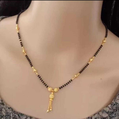 JK Industries Jewellery Stylish Golden Women Pride Black Bead Chain Gold Alloy Mangalsutra Alloy Mangalsutra