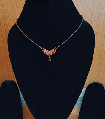 RosaStella Gold Plated Black Beaded Chain Pendant Traditional Mangalsutra for Women Alloy Mangalsutra