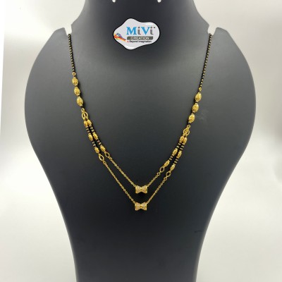 MiVi Creation short mangalsutra black beads american diamond Brass Mangalsutra