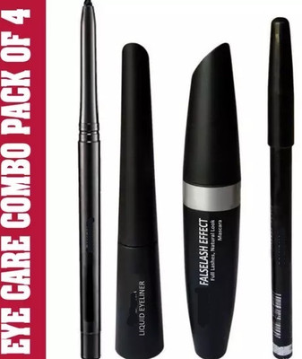 Mixonshun Best Makeup Combo With Long Lasting mascara eyeliner eyebrow pencil & kajal Waterproof Makeup Combo Pack of 4(4 Items in the set)