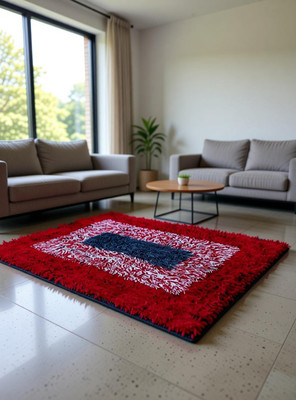 S K trading Cotton Floor Mat(Red, Free)