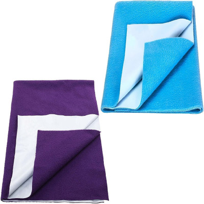 SBTs Cotton Baby Bed Protecting Mat(Sky Blue, Purple, Pack of 2, Small)