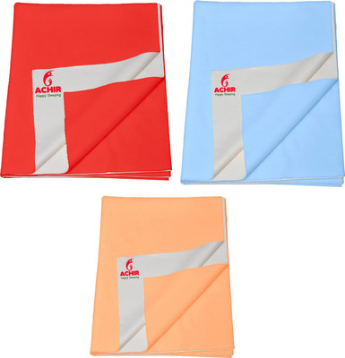 SBTs Cotton Baby Bed Protecting Mat(Red, Sky Blue, Orange, Pack of 3, Large)