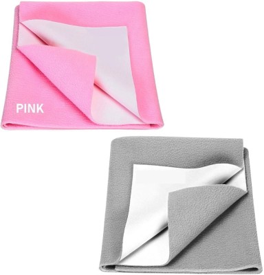 NEETU ENTERPRISES Cotton, Fleece, Polycotton, Rubber, Wool, Silk, Microfiber Baby Bed Protecting Mat(Pink, Grey, Small, Pack of 2)