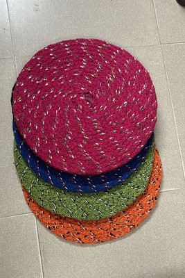 Cotton Floor Mat(Multicolor, Assorted Mat, Round, Medium)